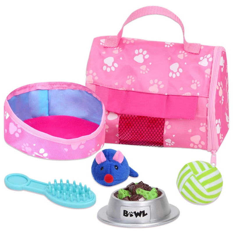 Sophia's 18" Doll 10 pc. White Plush Kitten, Carrier, and Accessories - Image 4